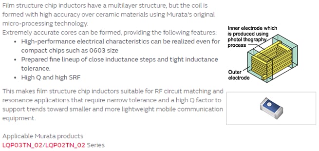Murata Electronics LQP RF Film Type Inductors